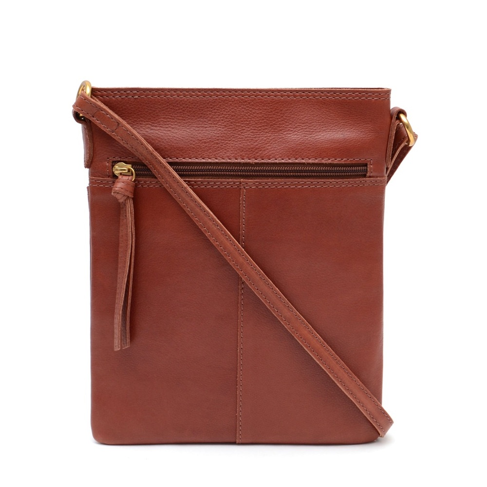 Margot New York Split Pocket Leather Crossbody In Brandy - Picture 4 of 4